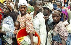 Vluchtelingen in een kamp in Congo