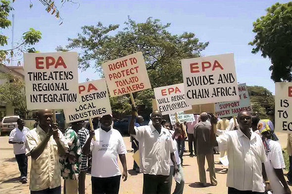 Protest tegen EPA's in Ghana