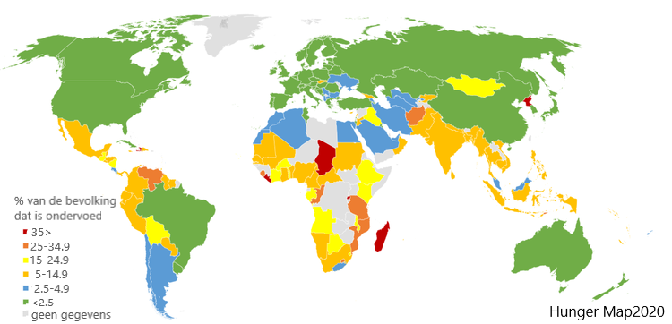 wereldkaart ondervoed