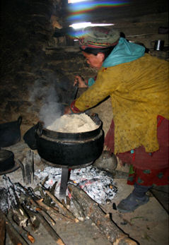 koken op een kacheltje