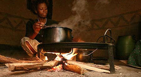 koken op een houtvuur
